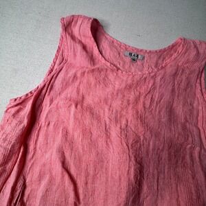 FLAX Women's 100% Linen Sleeveless Striped Tunic Top Size 3G Pockets Lagenlook